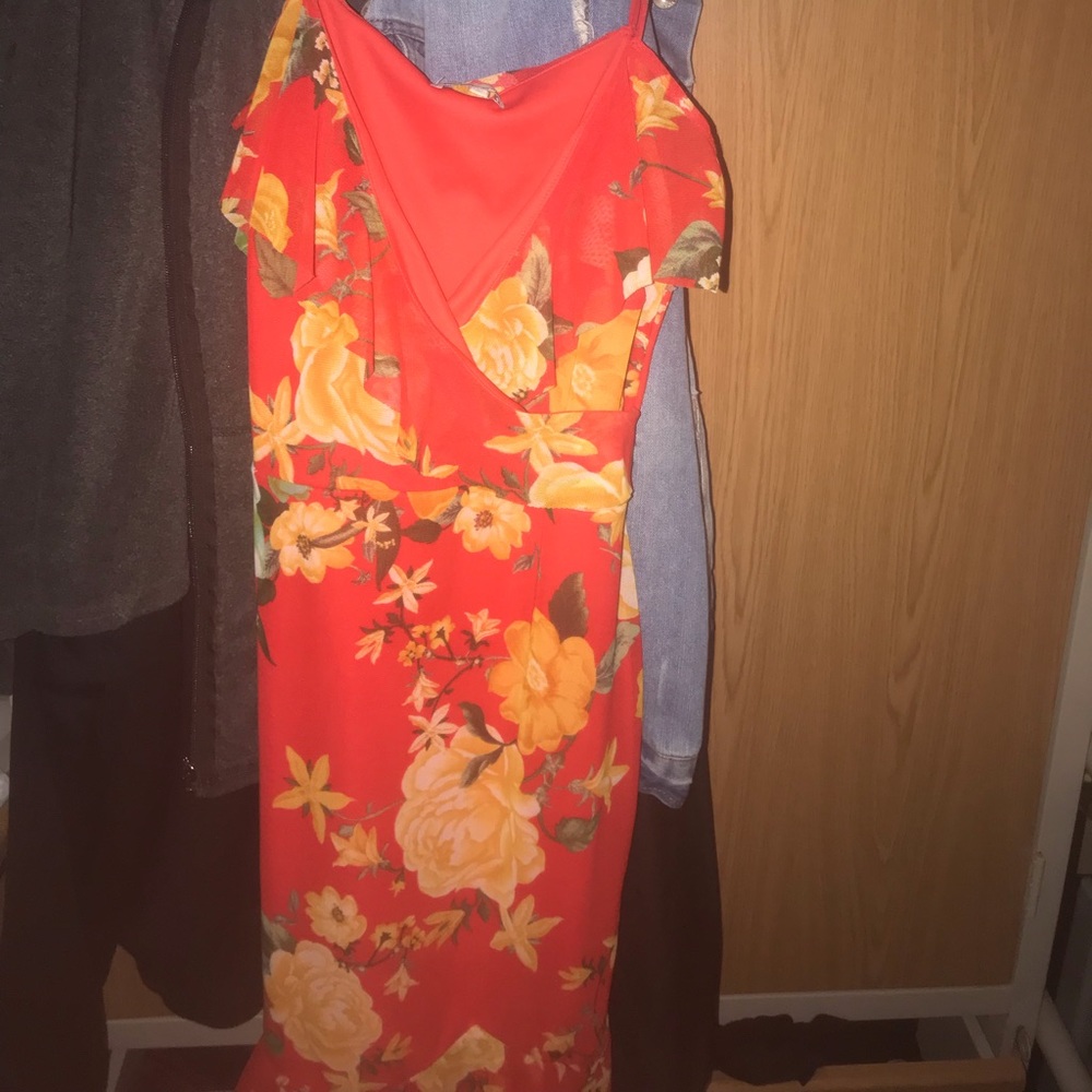 Floral Top Faux Wrap Dress